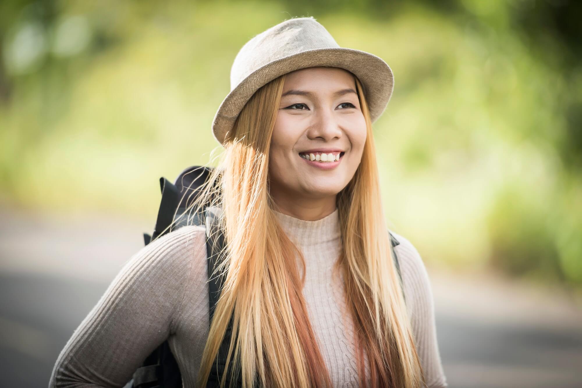 Young Attractive Woman Backpack To Traveling On Her Holiday Woman Lifestyle Concept