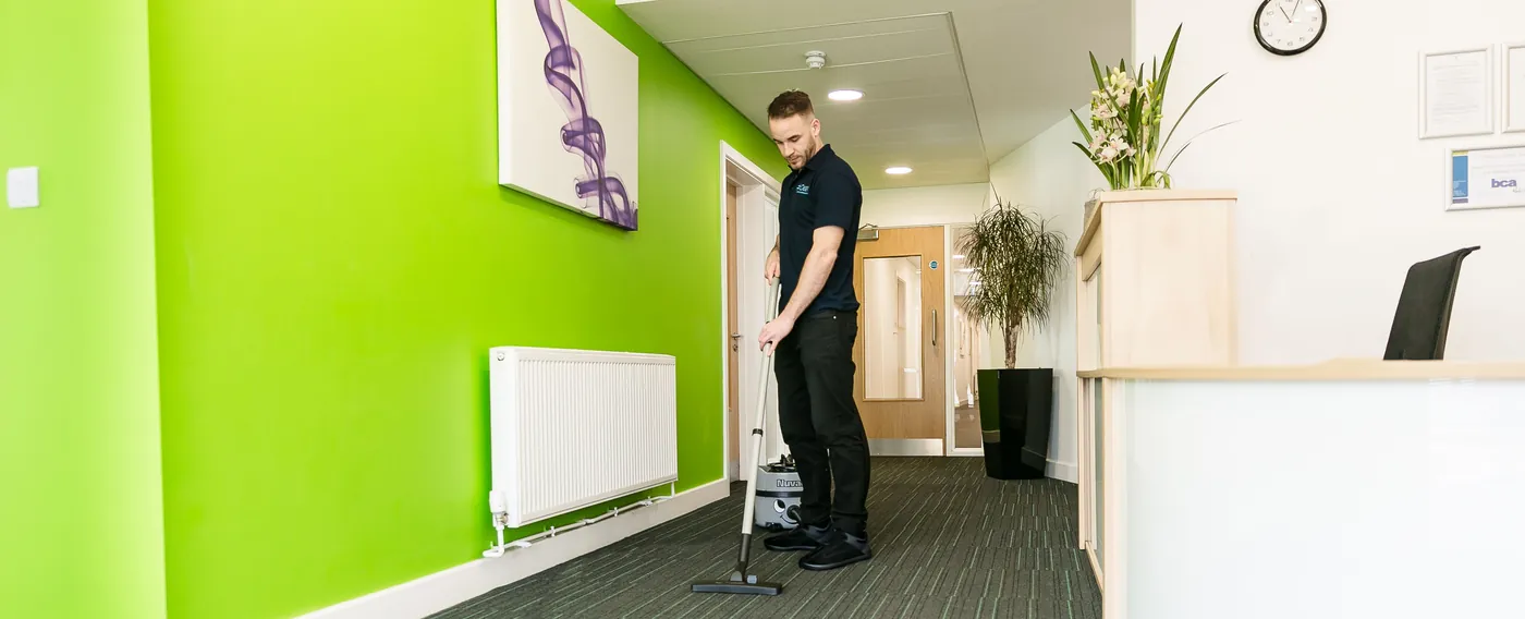 Hashtag Clean cleaning team on site at a commercial workspace